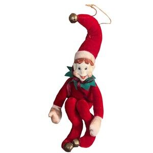 Wayne Kleski Knee Hugger Sitting Elf Ornament Vintage Christmas Jingle Bells